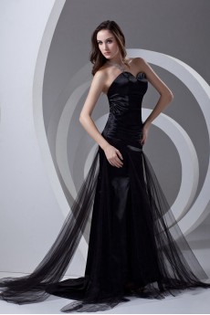 Satin and Net Sweetheart Sheath Dress