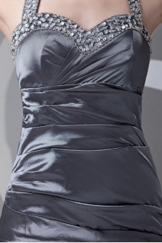 Taffeta Halter A Line Dress with Sequins