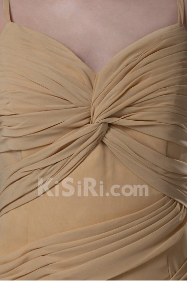 Chiffon Column Dress with Gathered Ruched Bodice