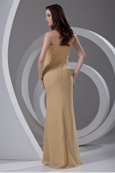 Chiffon Column Dress with Gathered Ruched Bodice