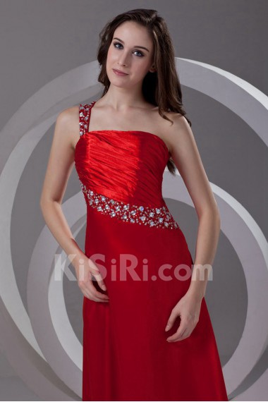 Satin One Shoulder A Line Dress with Sequins