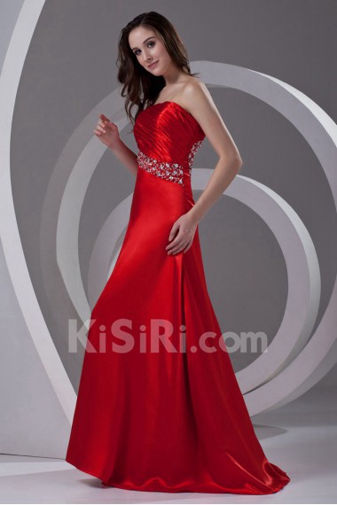 Satin One Shoulder A Line Dress with Sequins