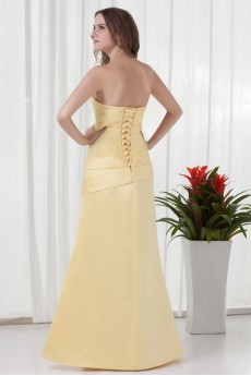 Satin Sweetheart A Line Dress with Gathered Ruched Bodice