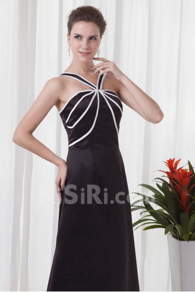 Satin Straps A Line Dress