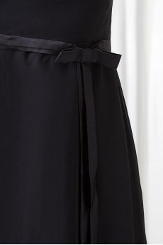 Chiffon V Neckline Column Dress with Sash