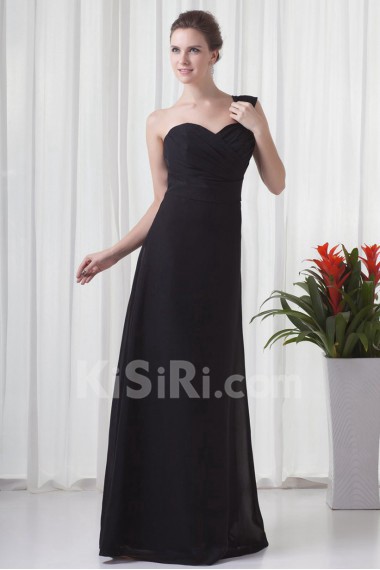 Chiffon Sweetheart A Line Dress with Crisscross Ruched Bodice