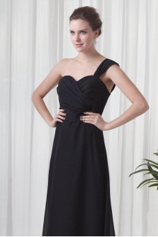 Chiffon Sweetheart A Line Dress with Crisscross Ruched Bodice