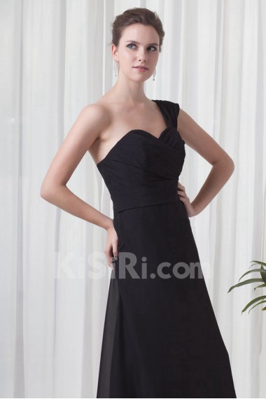 Chiffon Sweetheart A Line Dress with Crisscross Ruched Bodice