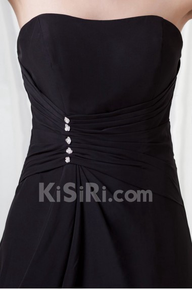 Chiffon Strapless Column Dress with Embroidery