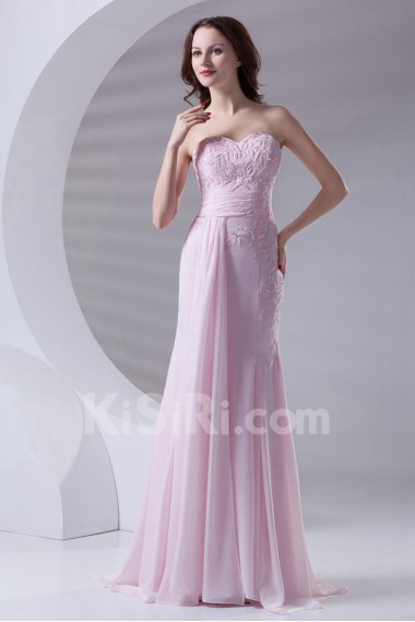 Chiffon Sweetheart Sheath Dress with Embroidery