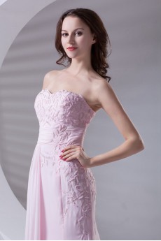 Chiffon Sweetheart Sheath Dress with Embroidery