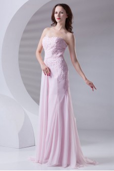 Chiffon Sweetheart Sheath Dress with Embroidery