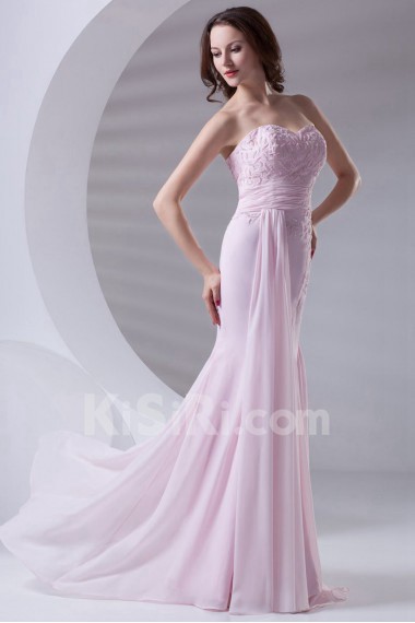 Chiffon Sweetheart Sheath Dress with Embroidery