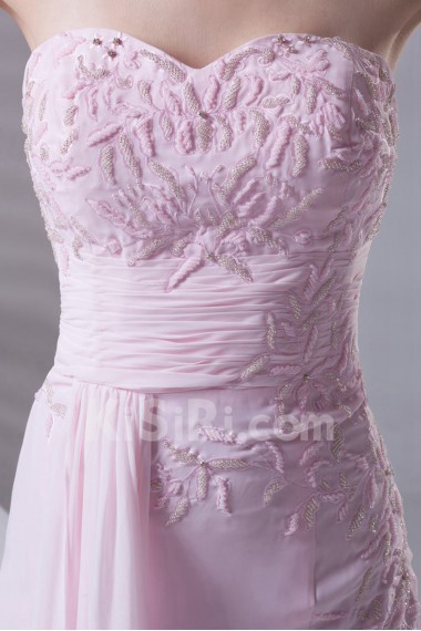 Chiffon Sweetheart Sheath Dress with Embroidery