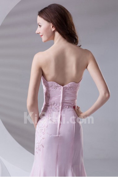 Chiffon Sweetheart Sheath Dress with Embroidery