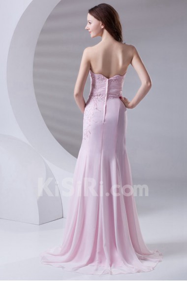 Chiffon Sweetheart Sheath Dress with Embroidery