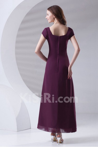 Chiffon Square A Line Ankle-Length Dress with Embroidery