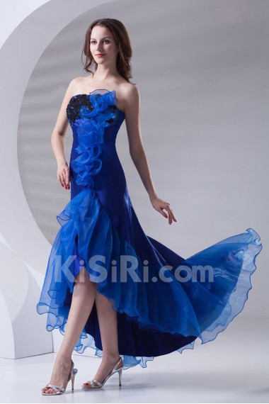 Organza Strapless A Line Ankle-Length Dress with Embroidery