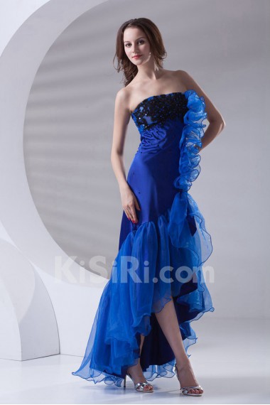 Organza Strapless A Line Ankle-Length Dress with Embroidery