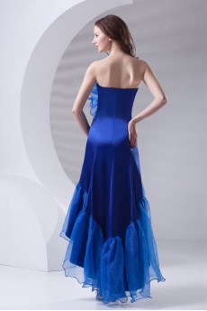 Organza Strapless A Line Ankle-Length Dress with Embroidery