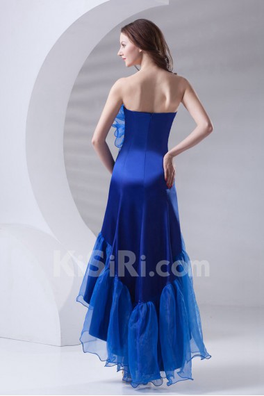 Organza Strapless A Line Ankle-Length Dress with Embroidery