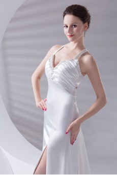 Satin Halter A Line Dress with Sequins