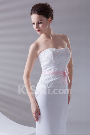 Satin Strapless Mermaid Dress with Sash