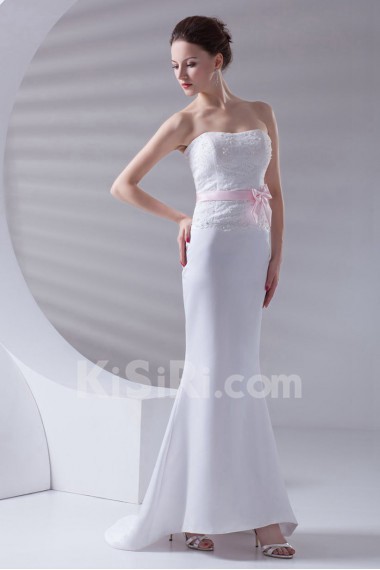 Satin Strapless Mermaid Dress with Sash