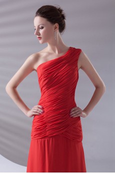 Chiffon Asymmetrical Sheath Ankle-Length Dress