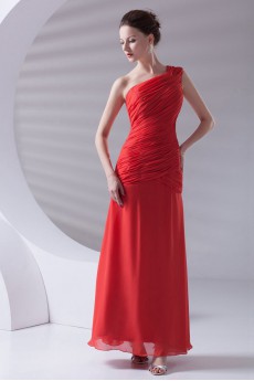 Chiffon Asymmetrical Sheath Ankle-Length Dress