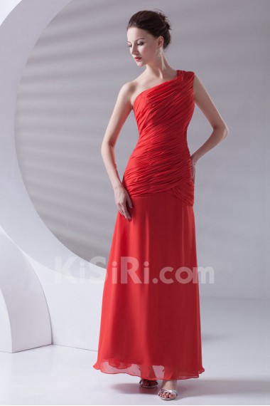 Chiffon Asymmetrical Sheath Ankle-Length Dress