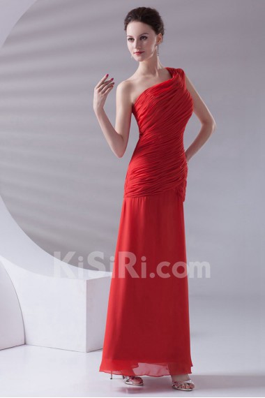 Chiffon Asymmetrical Sheath Ankle-Length Dress