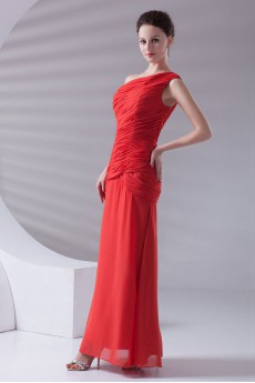 Chiffon Asymmetrical Sheath Ankle-Length Dress