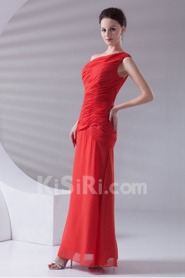 Chiffon Asymmetrical Sheath Ankle-Length Dress