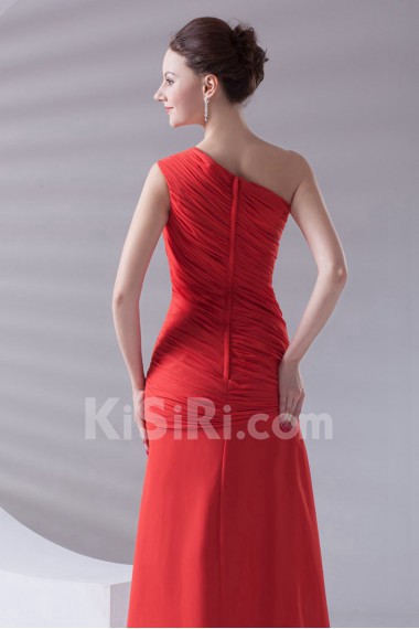 Chiffon Asymmetrical Sheath Ankle-Length Dress