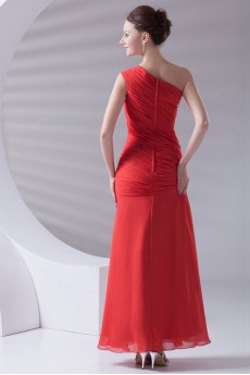 Chiffon Asymmetrical Sheath Ankle-Length Dress