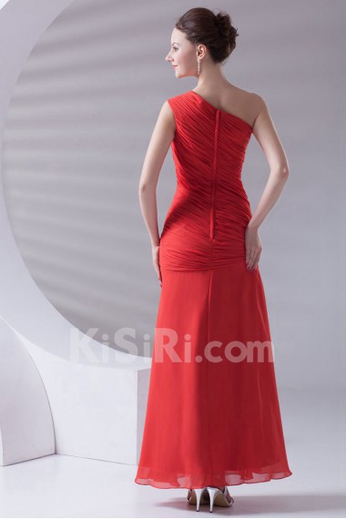 Chiffon Asymmetrical Sheath Ankle-Length Dress