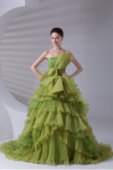 Organza Strapless A Line Dress