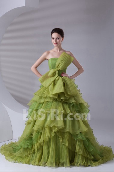 Organza Strapless A Line Dress