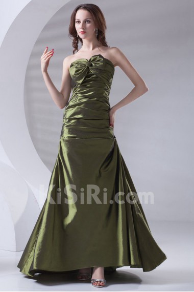 Taffeta Strapless A Line Dress with Directionally Ruched Bodice