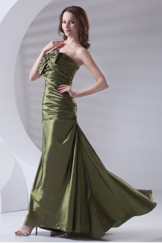 Taffeta Strapless A Line Dress with Directionally Ruched Bodice