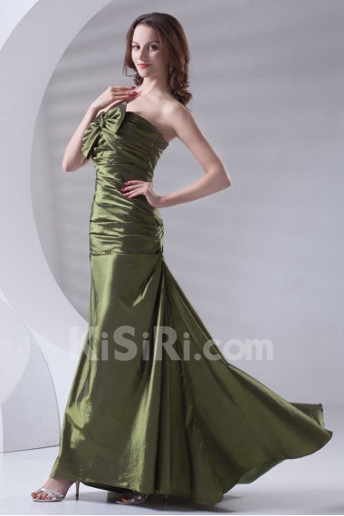 Taffeta Strapless A Line Dress with Directionally Ruched Bodice