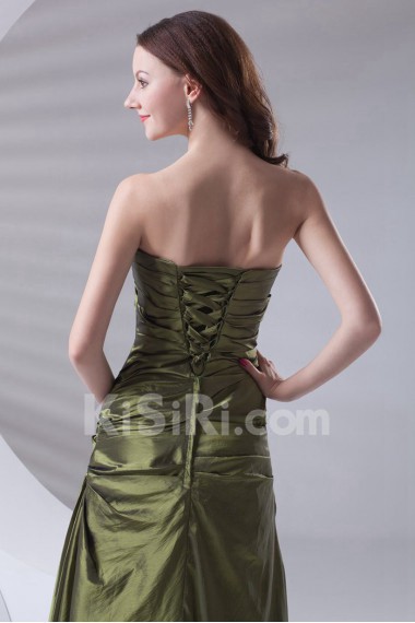 Taffeta Strapless A Line Dress with Directionally Ruched Bodice