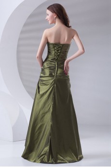 Taffeta Strapless A Line Dress with Directionally Ruched Bodice