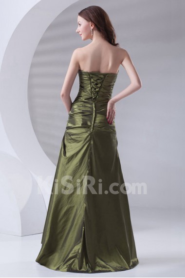 Taffeta Strapless A Line Dress with Directionally Ruched Bodice