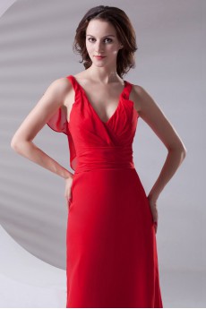 Chiffon V Neckline Column Dress