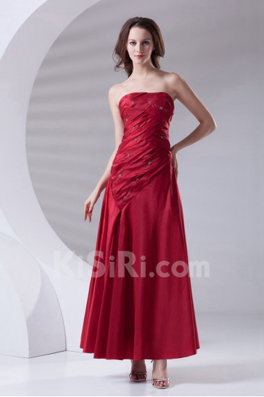 Taffeta Strapless A Line Ankle-Length Dress