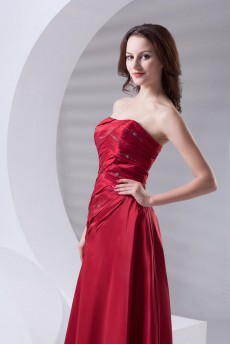 Taffeta Strapless A Line Ankle-Length Dress