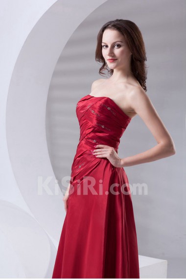 Taffeta Strapless A Line Ankle-Length Dress