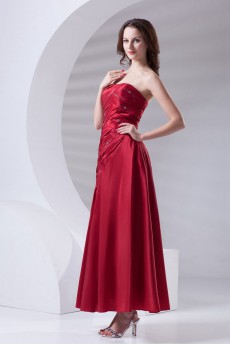 Taffeta Strapless A Line Ankle-Length Dress